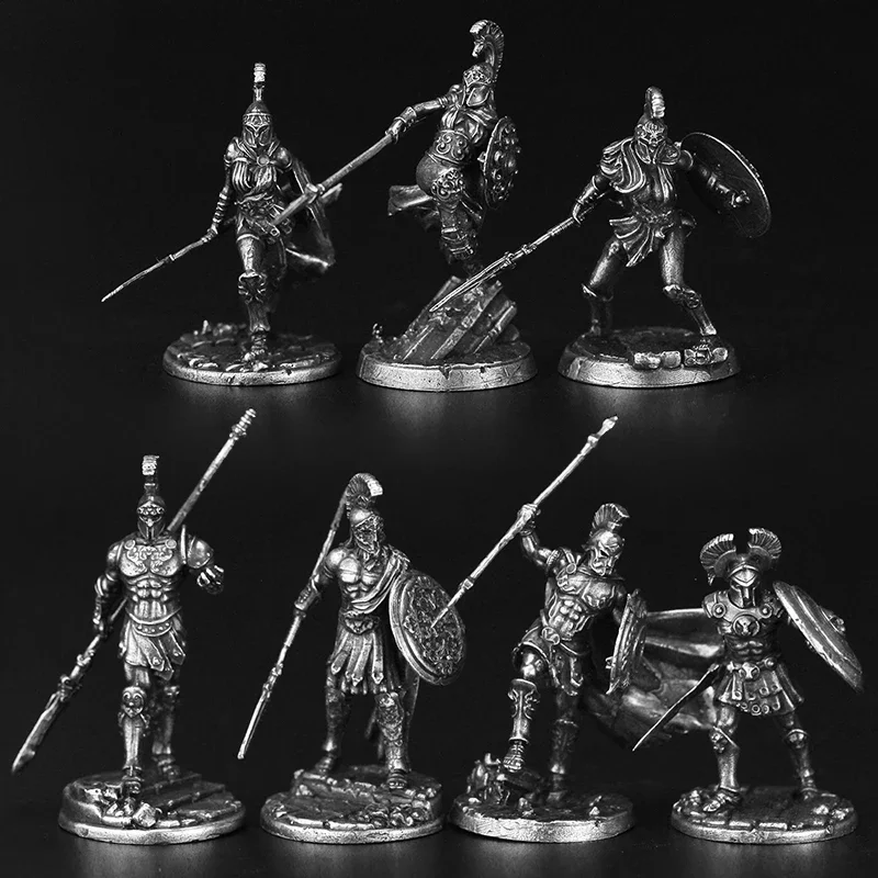 Metal antigo guerreiro grego soldado modelo figuras de ação brinquedos peças de jogo de tabuleiro militar desktop ornamento em miniatura acessórios