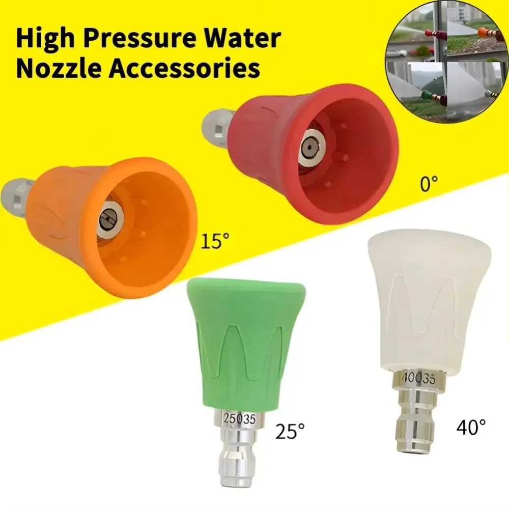 

New 0° 15° 25° 40° Car Wash Nozzle Stainless Steel Splash Proof High Pressure Water Spray Nozzle Rubber Arm Sector Washer Tips
