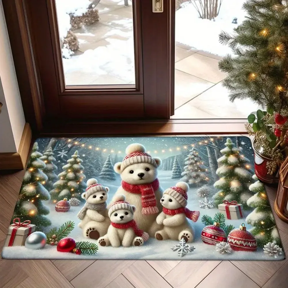 Super süße Weihnachten weiße Stange Bär Bodenmatte Eingang Willkommen Fußmatte Nachttisch Balkon Flur Weihnachtsdekoration Teppich