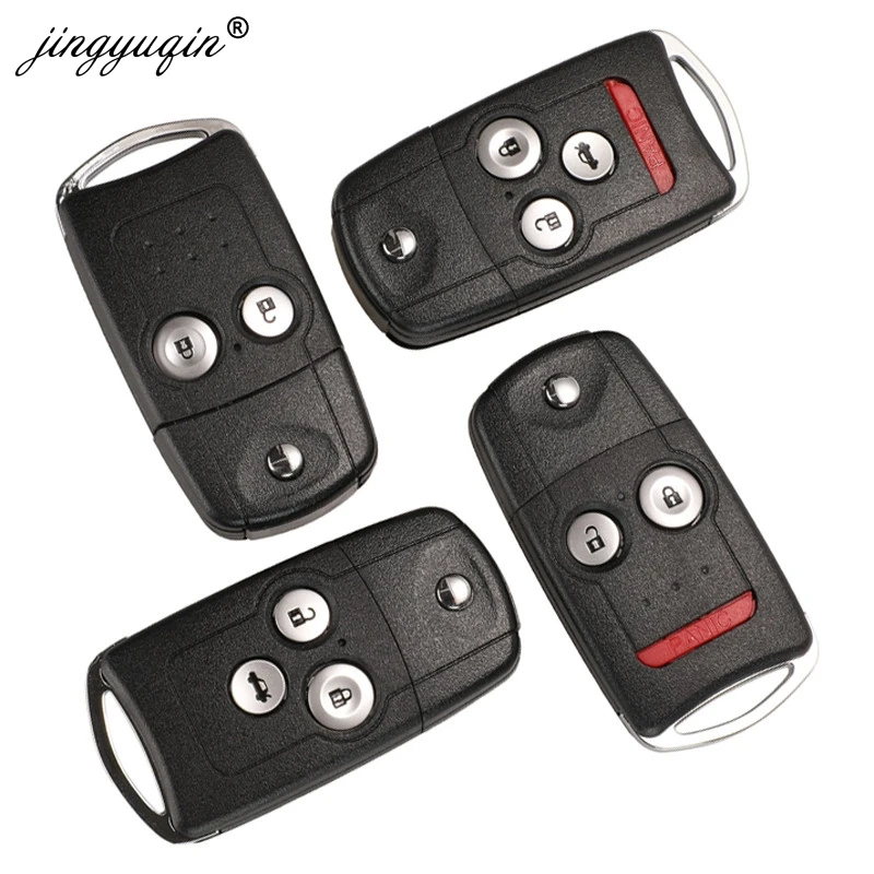 Jingyuqin 2/3/4 botones Flip carcasa de la llave a distancia del coche Fob para Honda Acura Civic Accord Jazz CRV clave HRV carcasa de reemplazo