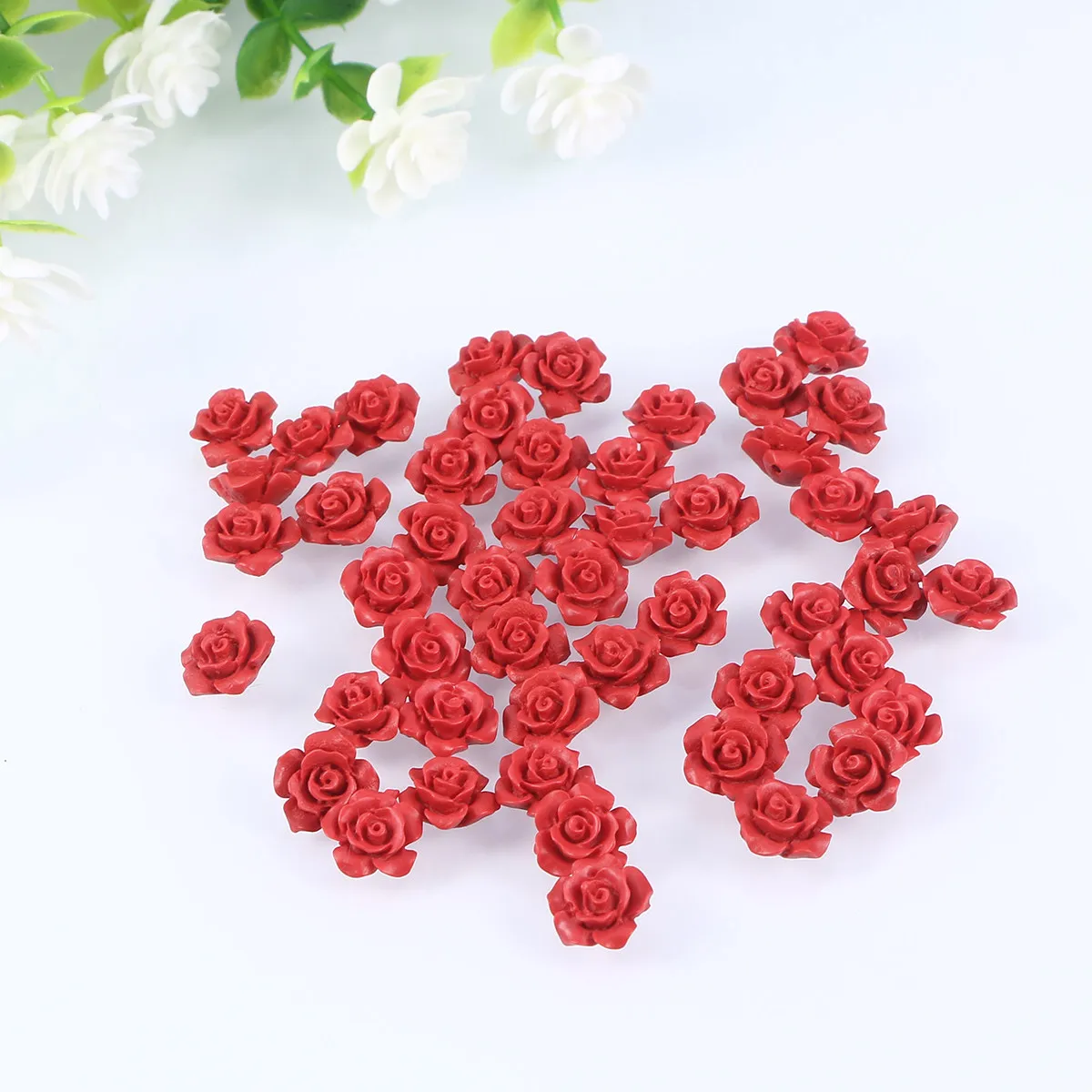 

50pcs 12Mm Diy Ornament Rose Decor Rose Jewelry Making Craft Ornament For Necklace Bracelet Earrings Home Decor