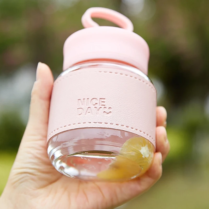 1Pieces Portable Small Water Glass Glass Juice Glass Portable To Go High Appearance Level Chubby Cup Cute Outdoor Tableware