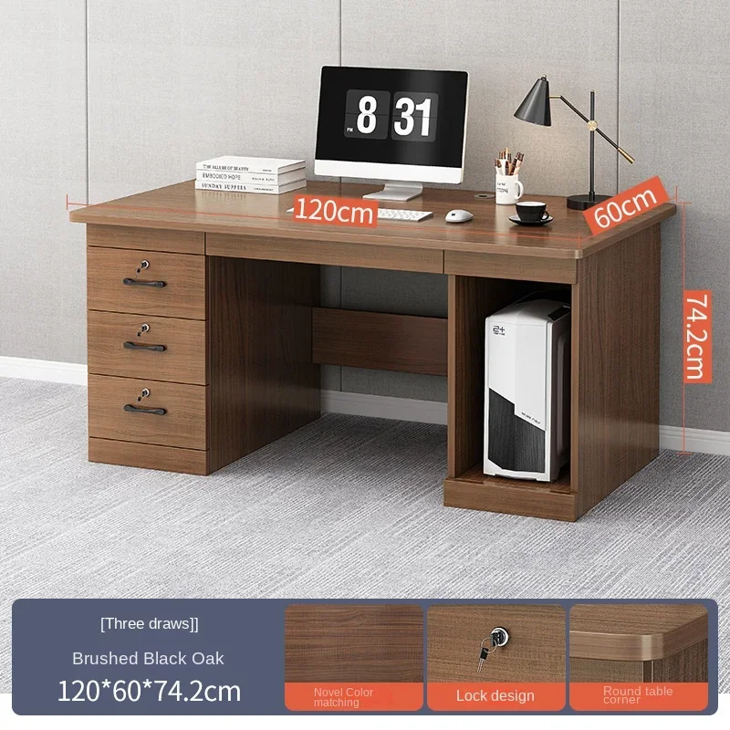 Locked Desk Home Computer Desktop Simple Desk Workbench Desk Staff Desk and Chair Combination