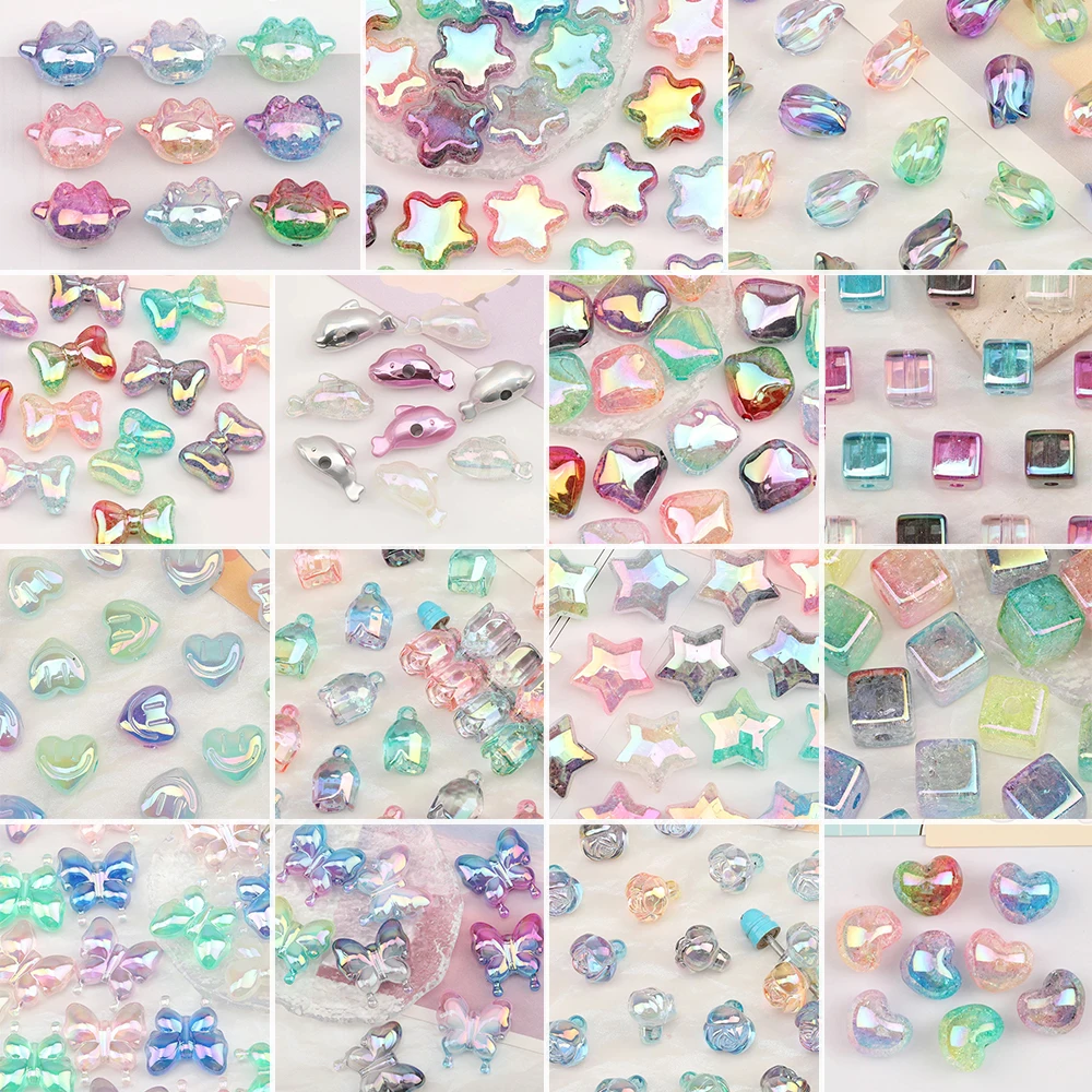 

Cordial Design 100Pcs DIY Beads/Jewelry Findings & Components/Butterfly Shape/Aurora Crack Effect/Acrylic Beads Accessories