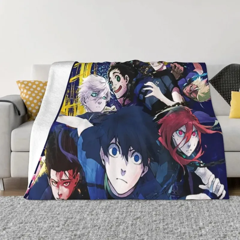 

Japanese Cartoon Baby Blankets Anime Blue Flannel Winter Super Warm Throw Blankets for Bed Bedroom Plush Thin Quilt
