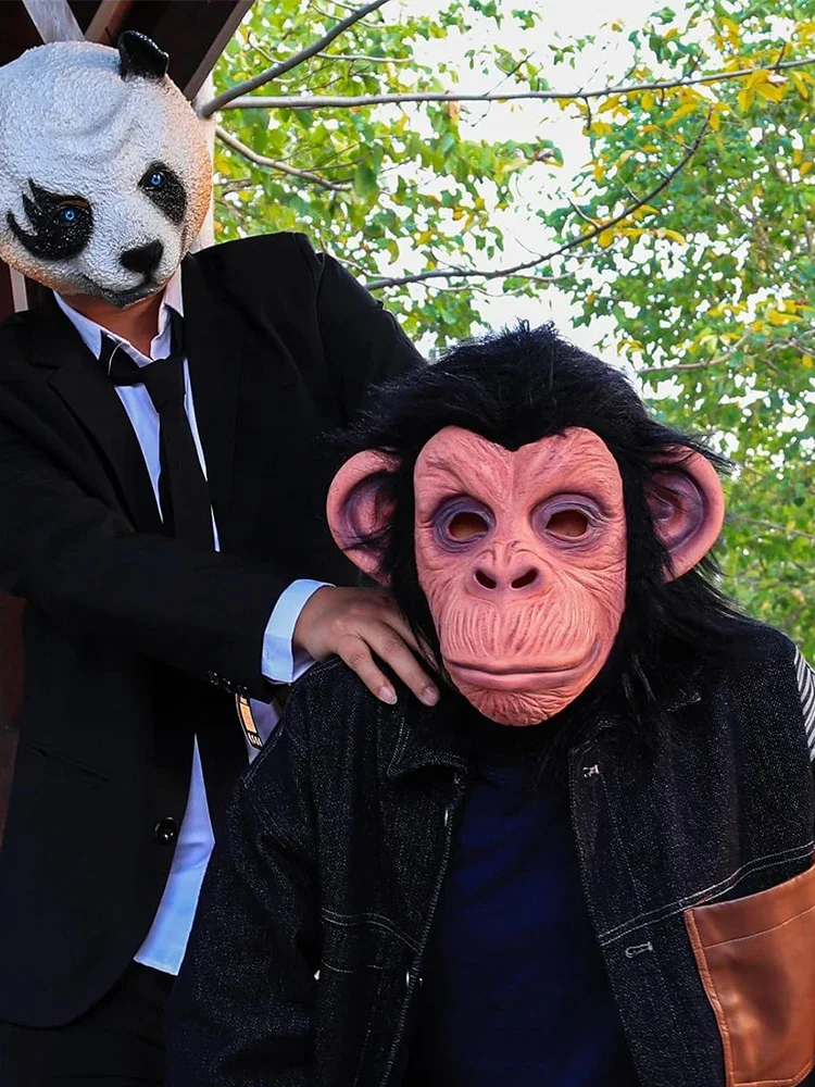 

Halloween Cosplay Black Hair Rubber Gorilla Mask Full Face Ape Headgear Latex Monkey Face for Funny Animal Props