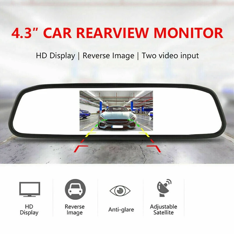 3X 4.3Inch Car DVR Dash Camera Rear View Mirror Monitor Supports 2-Way Video Recorder Dash Cam LCD Display