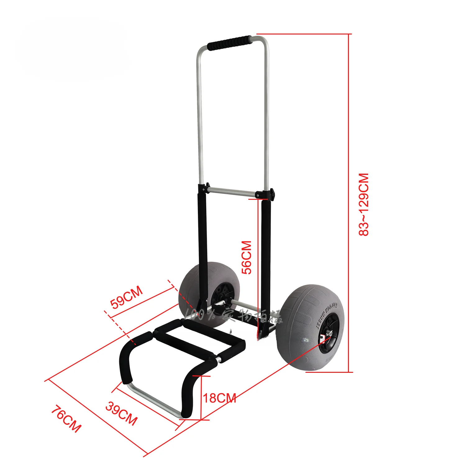 YONK Outdoor Folding Aluminum Beach Cart with Balloon Wheel