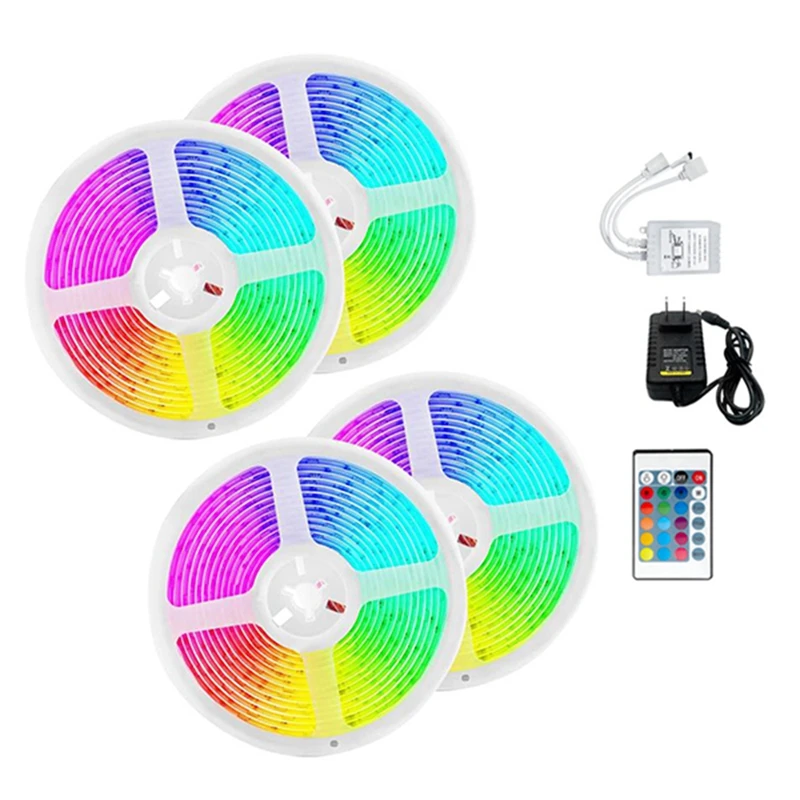 LED Strips Lights For Bedroom 3528 RGB Flexible Lights 20M Multicolor LED Light With 24 Key Remote For Christmas