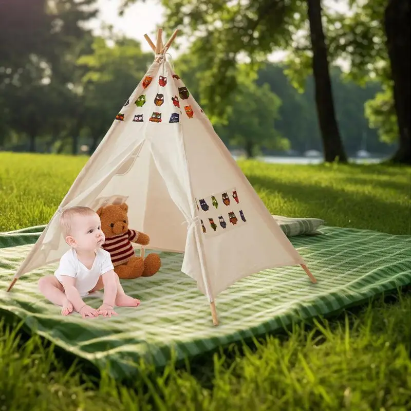 子供用ポータブル折りたたみ式プレイテント,tipi,屋内および屋外用,落書き付き,テント