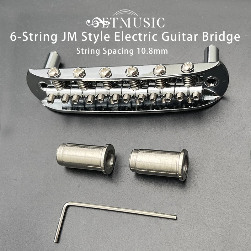 JM Style E-Gitarrenbrücke, passend für 6-saitige JM Style Gitarren mit 10,8 mm Saitenabstand, Gitarrenteile, Chrom