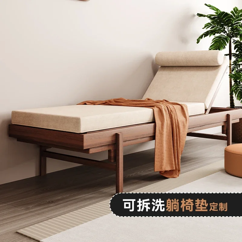 

Folding seat cushion integrated mahogany chaise longue custom removable and washable