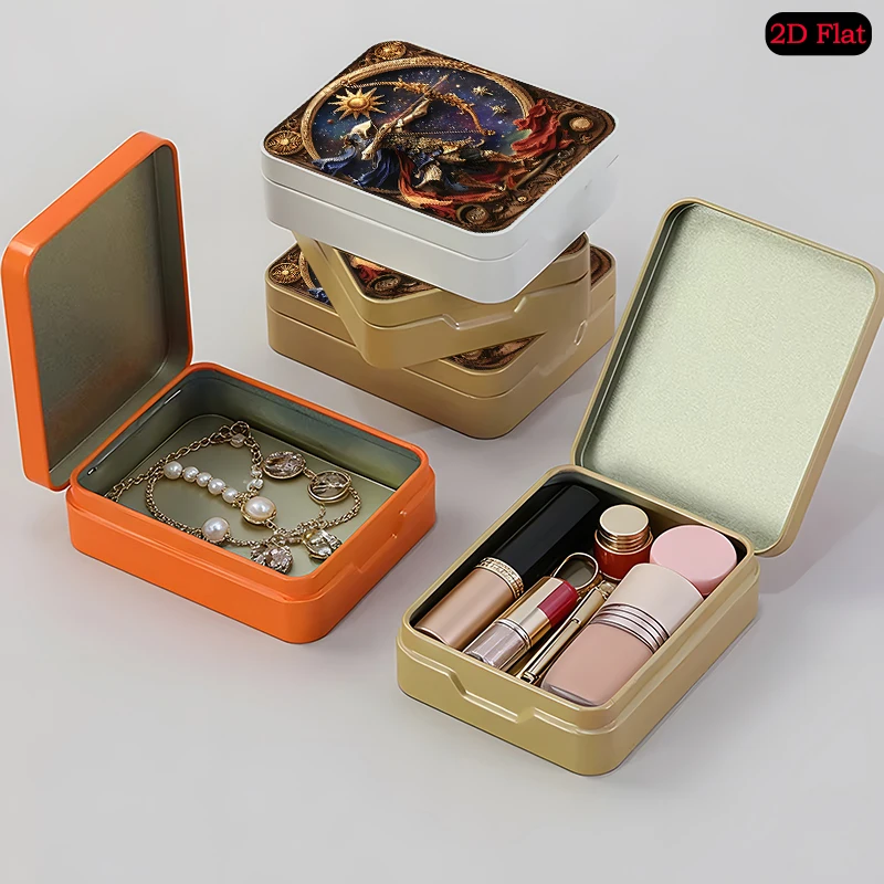 Sagittarius Archer Emblem Theme Small Object Tin Flip Top Portable Metal Tin Box, Thickened Anti-rust Pocket Tin Box