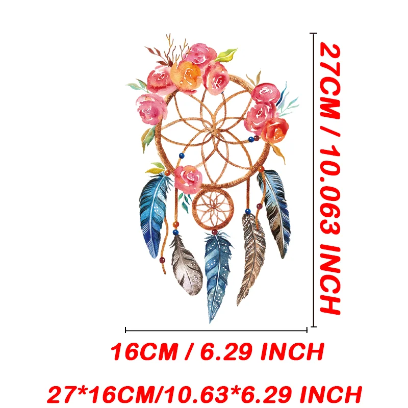 Colorful floral dream catcher Pattern Print,Heat transfers stickers for clothing,suitable for Hoodies,T-shirts,pillow,canvas bag