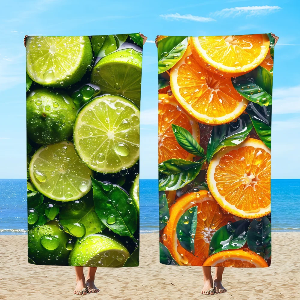 Refreshing summer fruits watermelon lime Towel Beach Oversized Soft Ultra Absorbent Quick Drying Large Pool Camping Bathroom