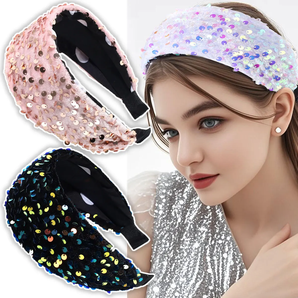 

Женские ленты для волос с широкими полями, повседневная одежда, аксессуары для волос для покупок на открытом воздухе, вечерние стильные повязки на голову для женщин