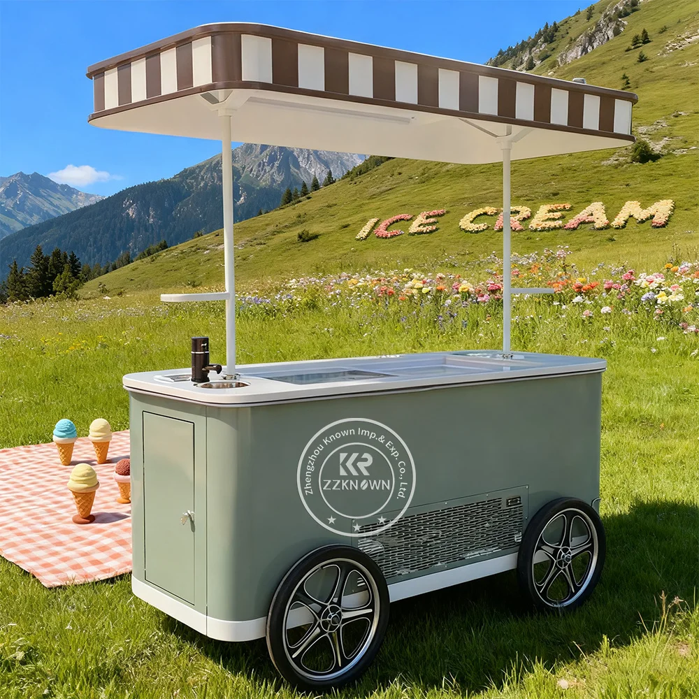 

China New Product Portable Vending Frozen Ice Cream Cart Outdoor Mobile Street Ice Cream Cart With Customize Color