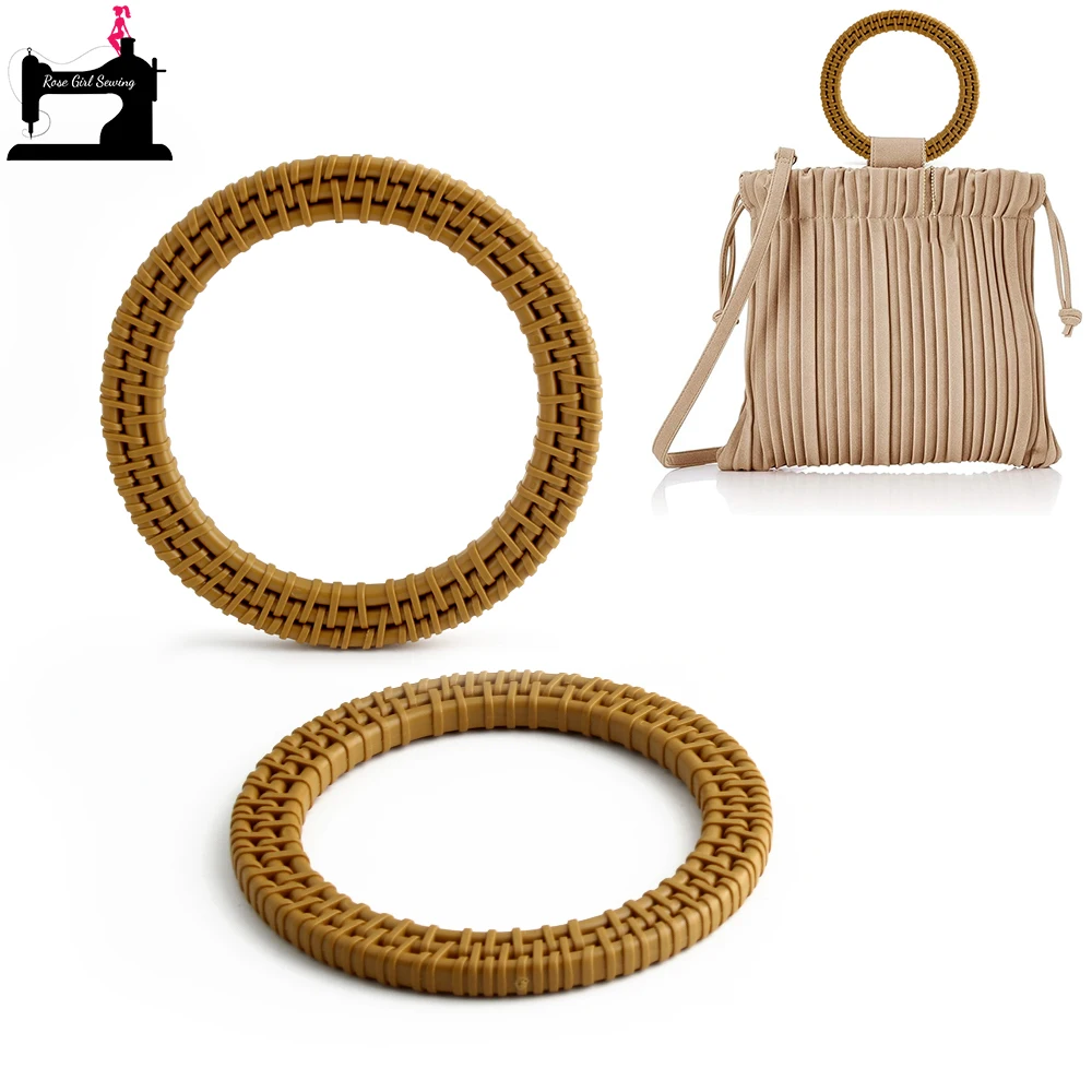 

2/4/10PCS 11.7cm Yellow Plastic Round Bag Handles For Women Woven Rattan Ring Handle Purse Frame Shoulder Straps Accessories