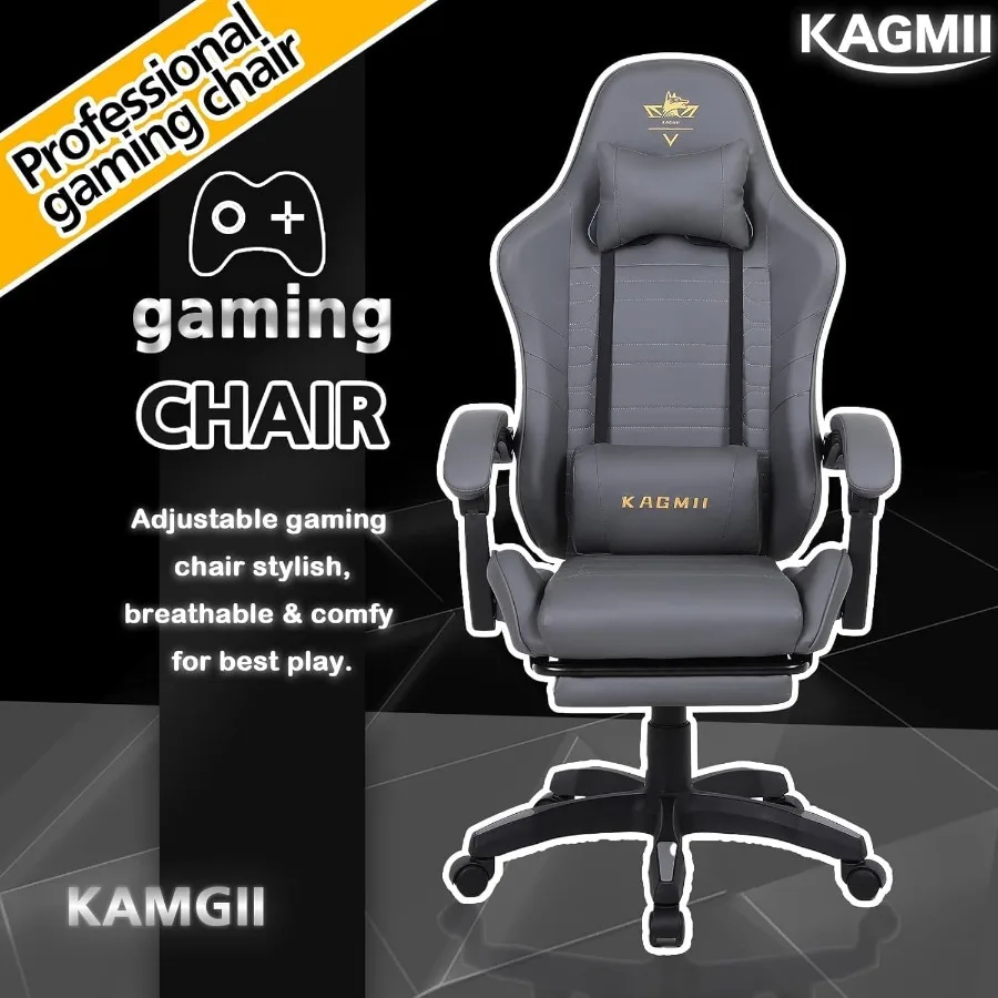 كرسي ألعاب مع مسند للقدمين، تدليك، دعم قطني، كرسي ألعاب مريح للكمبيوتر، كراسي ألعاب فيديو مكتبية مع ارتفاع قابل للتعديل #3