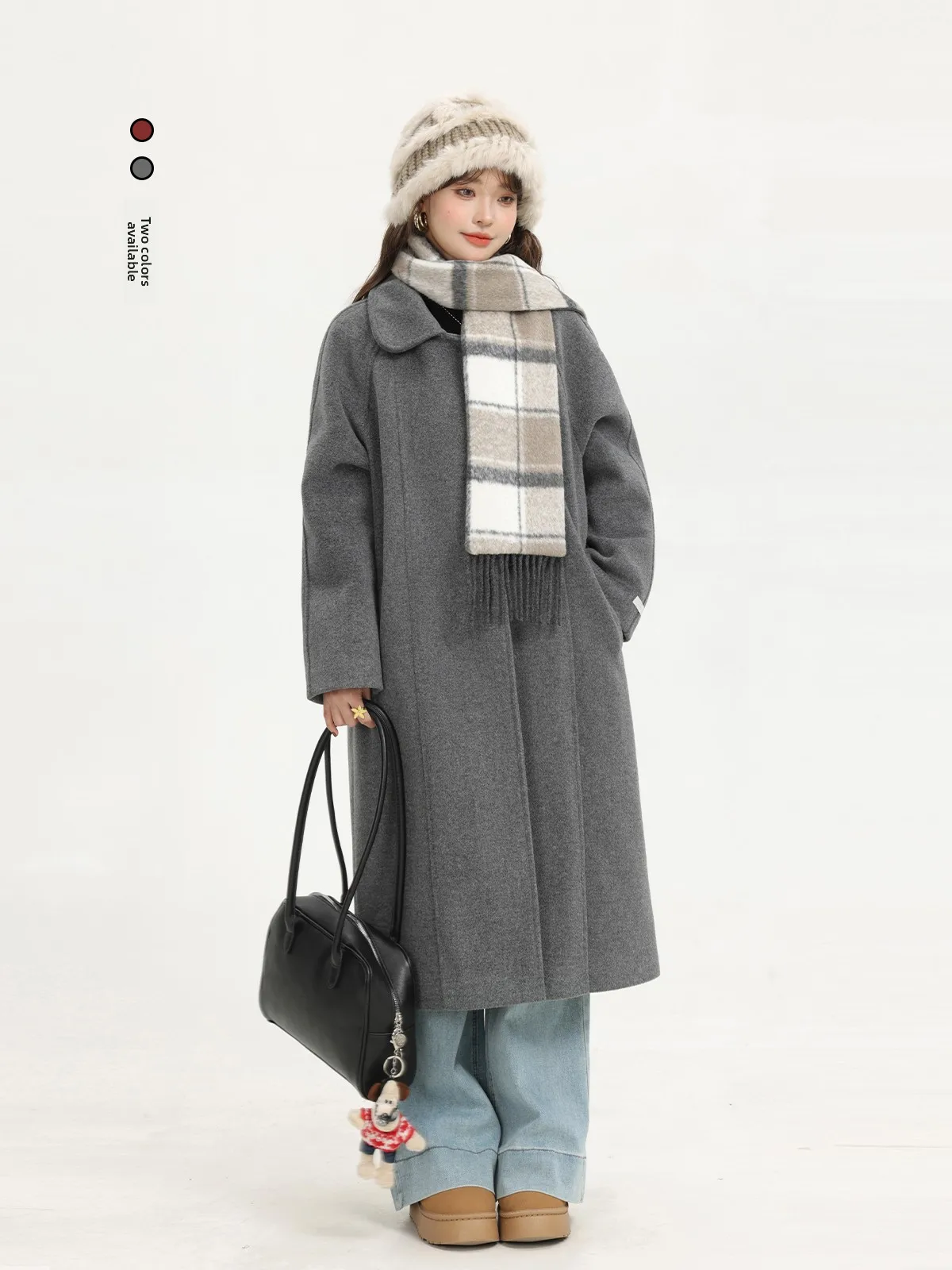 

Korean Sle Fce Lined Long Woolen Coat Vintage Beautiful Winter New Arrival Women's Faion Outerwear Li Xing Meng Brand