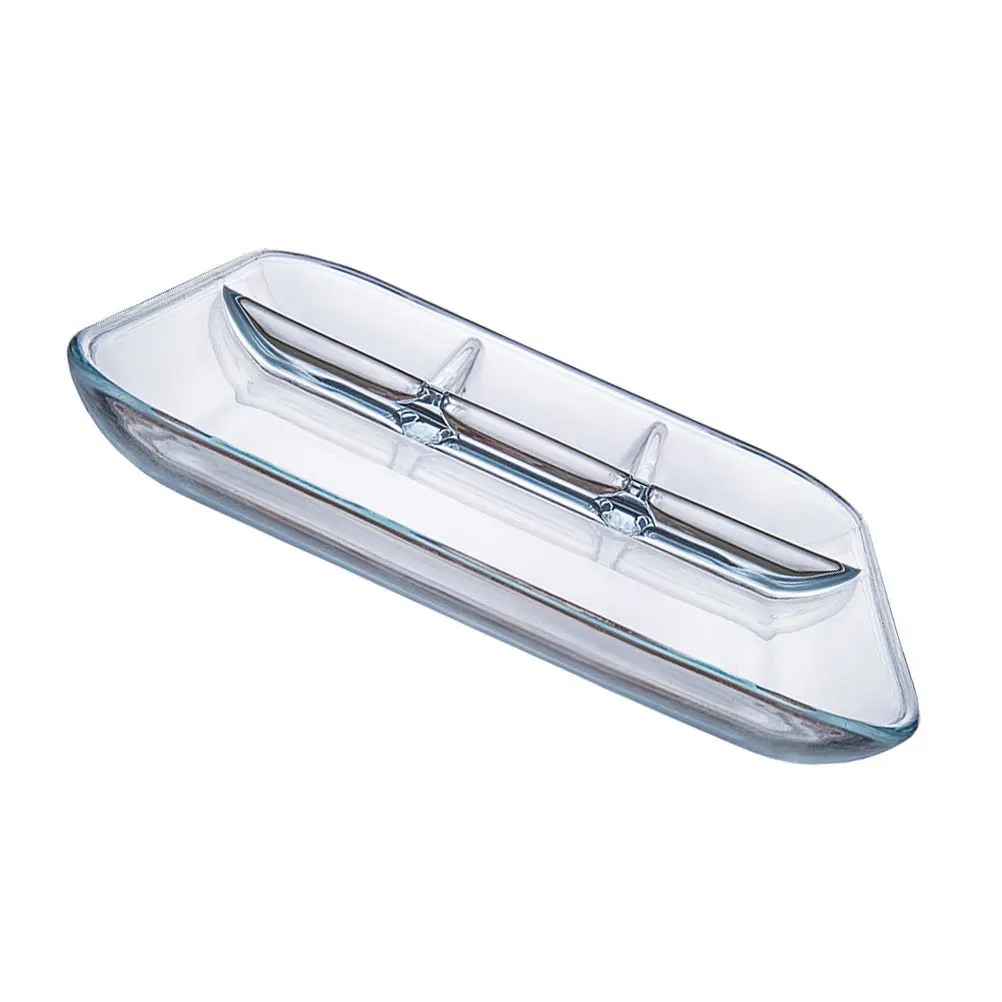 Plato de Vidrio Resistente al Calor para Dumplings, Wontons, Pierogi, Gyoza, con Compartimento para Salsa, Bandeja para Papas Fritas, Creativo