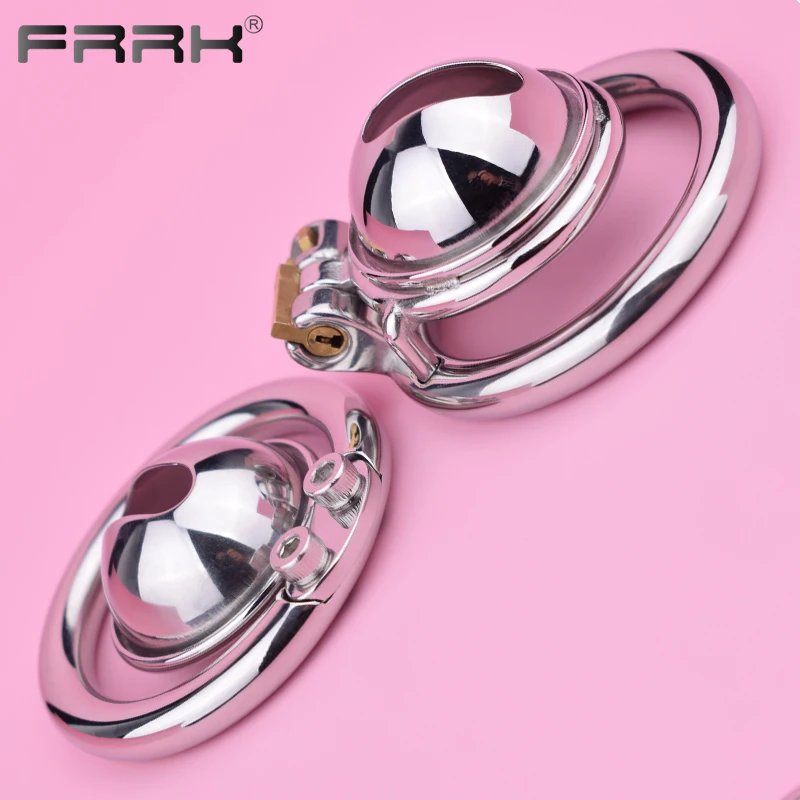 FRRK Hemisphere Chastity Cage Device with Harness PU Belt Lock Cock Erect Denial Sexual Pleasure BDSM Intimate Products 페니스링