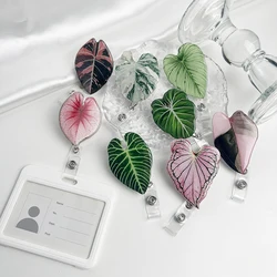 New style Tropical plant leaf Retractable Badge Holder Reel Exhibition Enfermera Student Boy Name Card Girl Use Chest Card