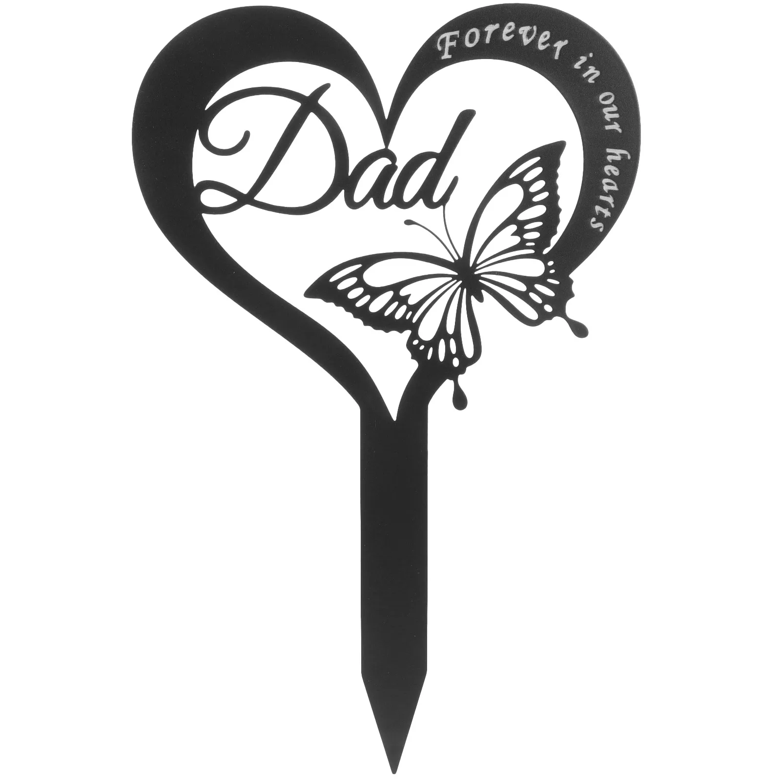 Heart Shaped Cemetery Stake Metal Grave Decoration Durable Iron Memorial Sign for Gardens Lawns Cemeteries Cemetery Decorations