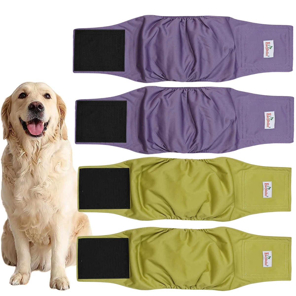 4 Pcs Washable Reusable Male Dog Diaper Pet Physiological Sanitary Pants Hight Absorbent Leak Proof Pee Pant for Small Breed dog