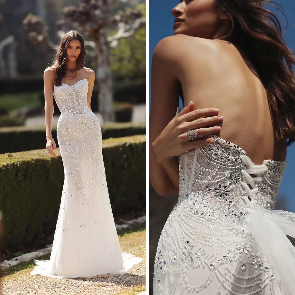 Elegant Mermaid Wedding Dress 2026 Beaded Crystal Backless Sweetheart Princess Bride Gowns Plus Size Vestido de Noiva Customized