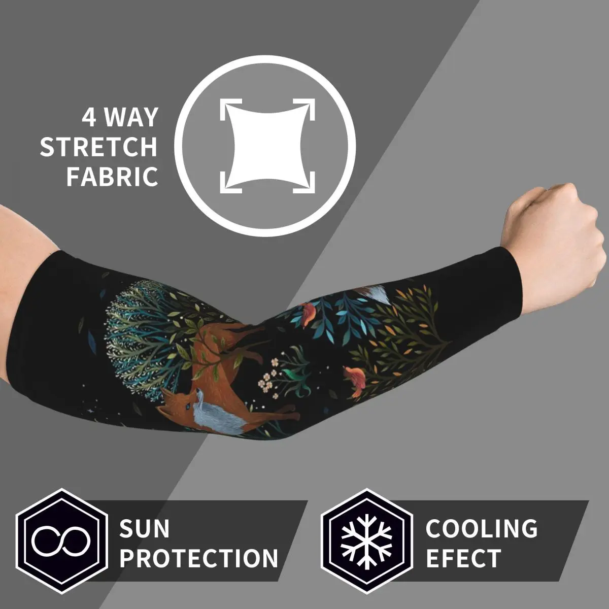 フォレストフォックス アームスリーブ メンズ レディース 日焼け止め UVカット タトゥーカバーアップ スポーツ冷却 サイクリング