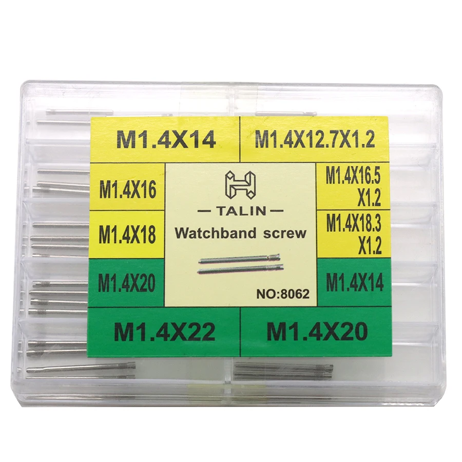 Peças de relógio, parafusos de cabeça plana de pulseira de relógio de aço inoxidável balão azul, parafusos métricos em caixa