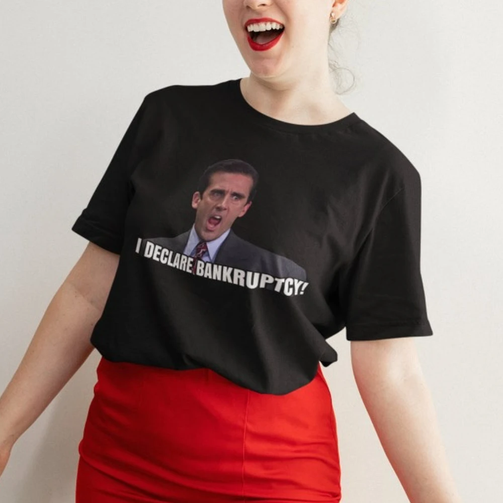 I Declare Bankruptcy Michael Scott The Unisex Vintage Graphic T Shirts Woman Man Breathable Cotton Streetwear Tshirt Fashion