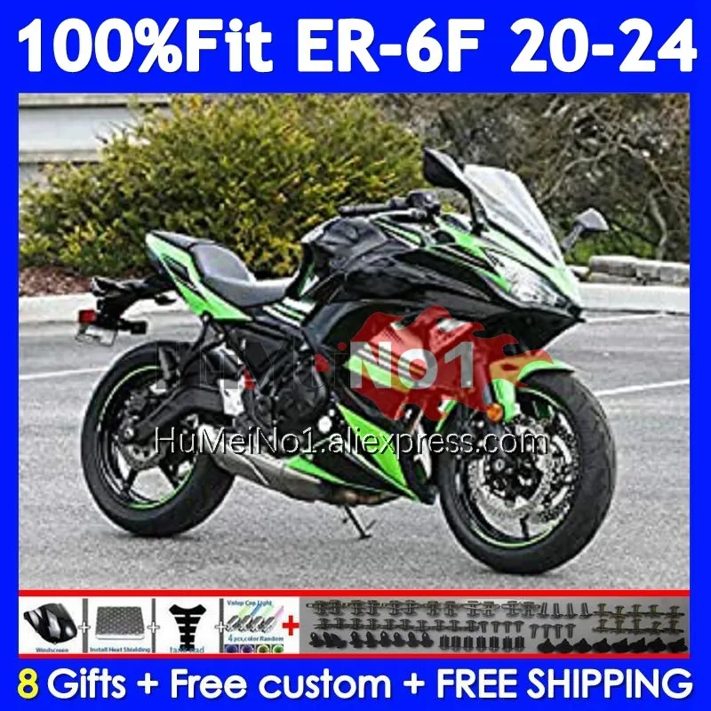

Инъекционный корпус для KAWASAKI NINJA 650R ER6 ER 6F ER6F 20 21 22 23 249 No.2 ER-6F Зеленый черный 650 R 2020 2021 2022 2023 Обтекатель