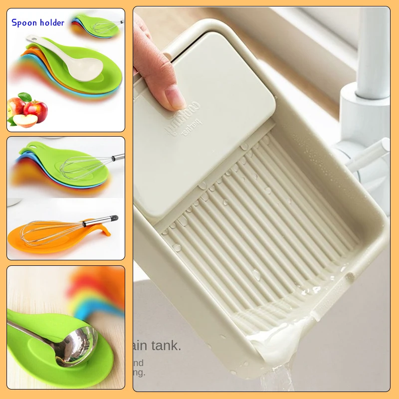 1PCS Kitchen Pot Cover Rack Countertop Sitting Foldable Storage Rack for Spoon Stir-frying Shovel Pot Rack Storage Artifact