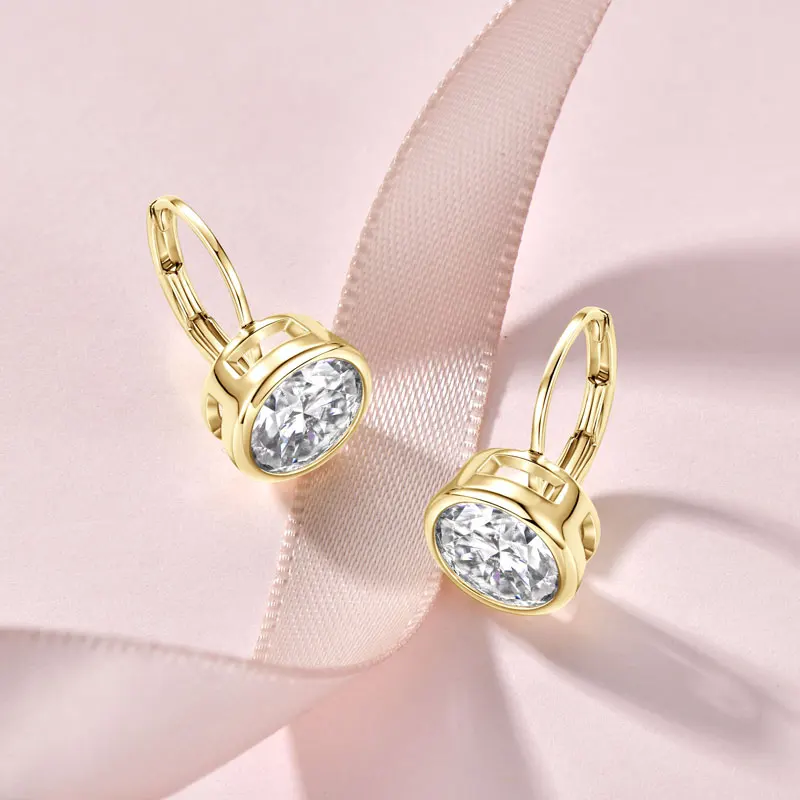 Lnkry 6.5MM/8MM Moissanite Hoop Earring 14k Gold-Filled Sparling Lab Diamond Leverback Earrings for Women Gift - view 3