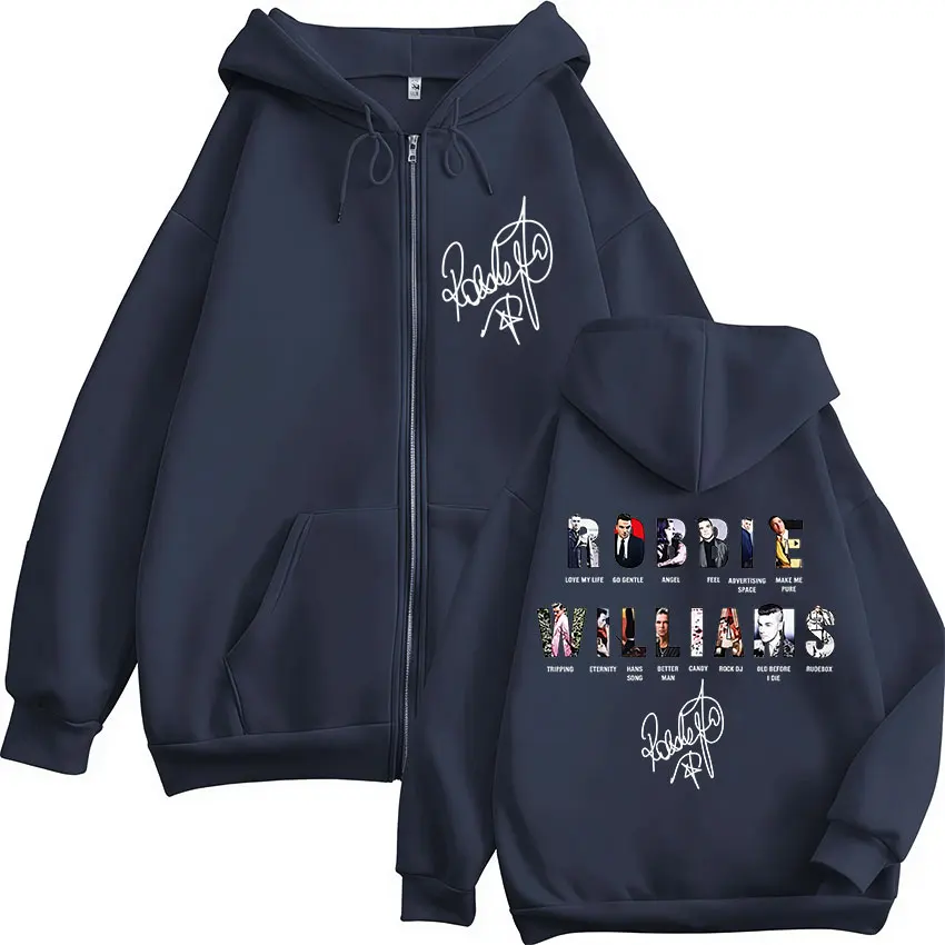 Robbie Williams Album Cover Tour Merch Reißverschluss-Hoodies Herren- und Damenbekleidung Mode Kapuzenpullover mit Reißverschluss Jacken Streetwear – Detail 3