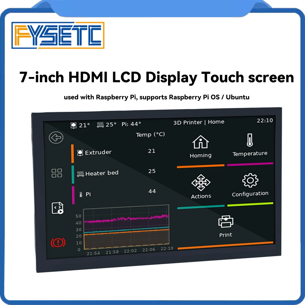

FYSETC 7-дюймовый HDMI-дисплей 5-точечный емкостный сенсорный экран поддерживает ОС Raspberry Pi / Ubuntu