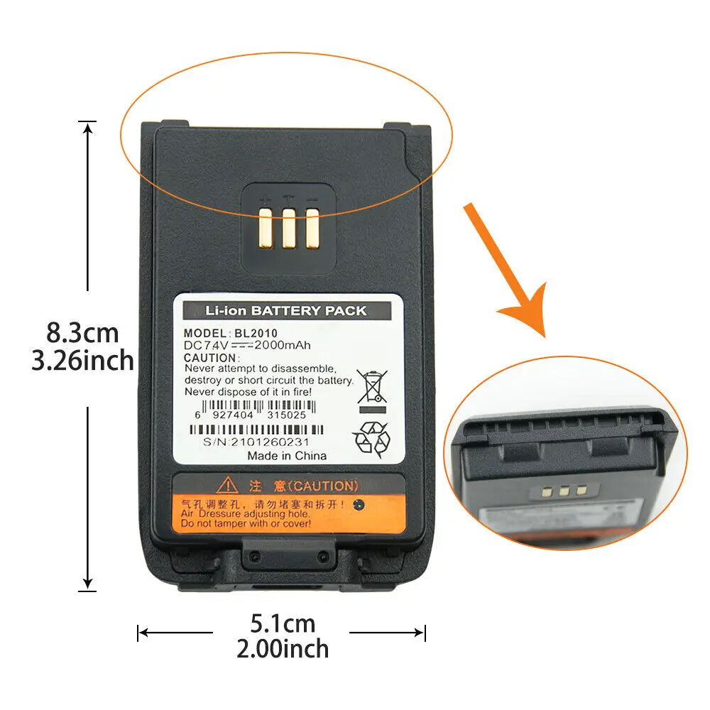 10PC Replacement Battery BL1502 BL2010 For Hytera PD502 PD602 PD605 PD685 Radio