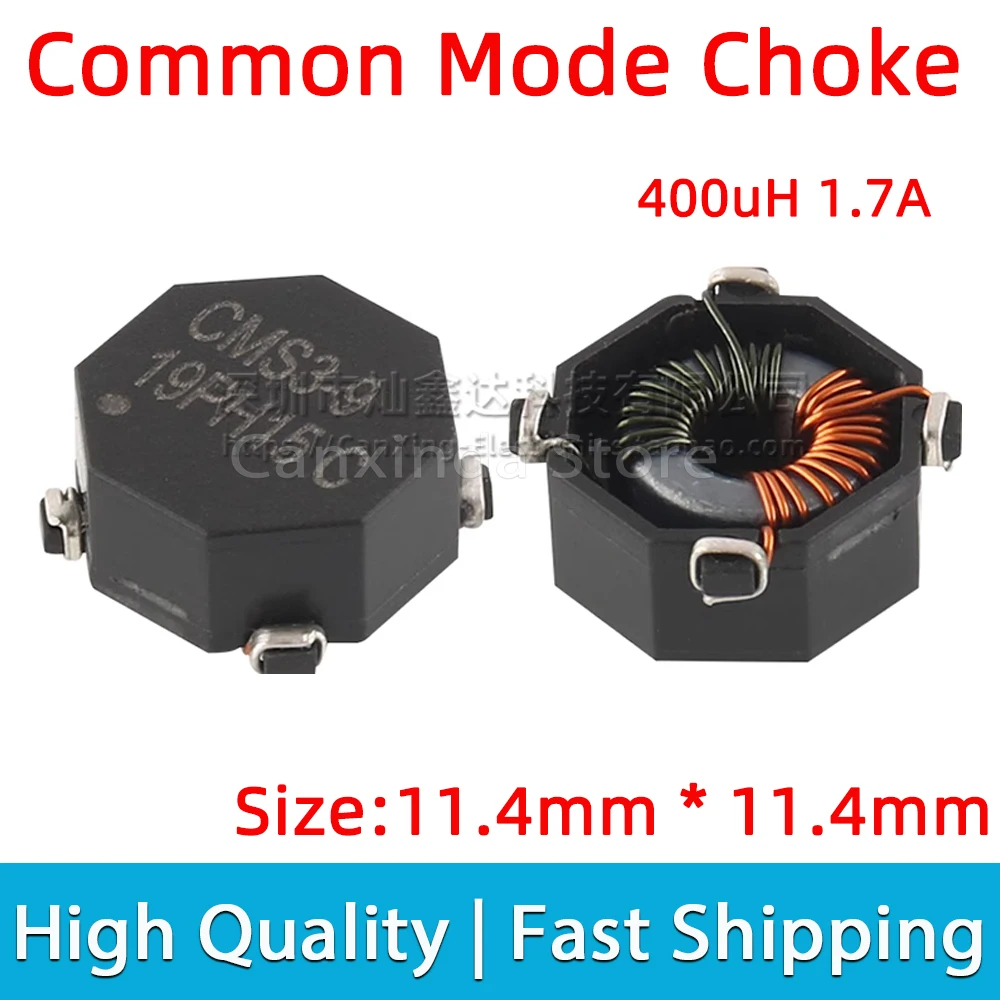 2pcs SMT SMD Common Mode Choke Coil Inductor Inductance 400uH 1.7A Switching Power Supply Signal Line Filter CMS3-9-R CMS3-9