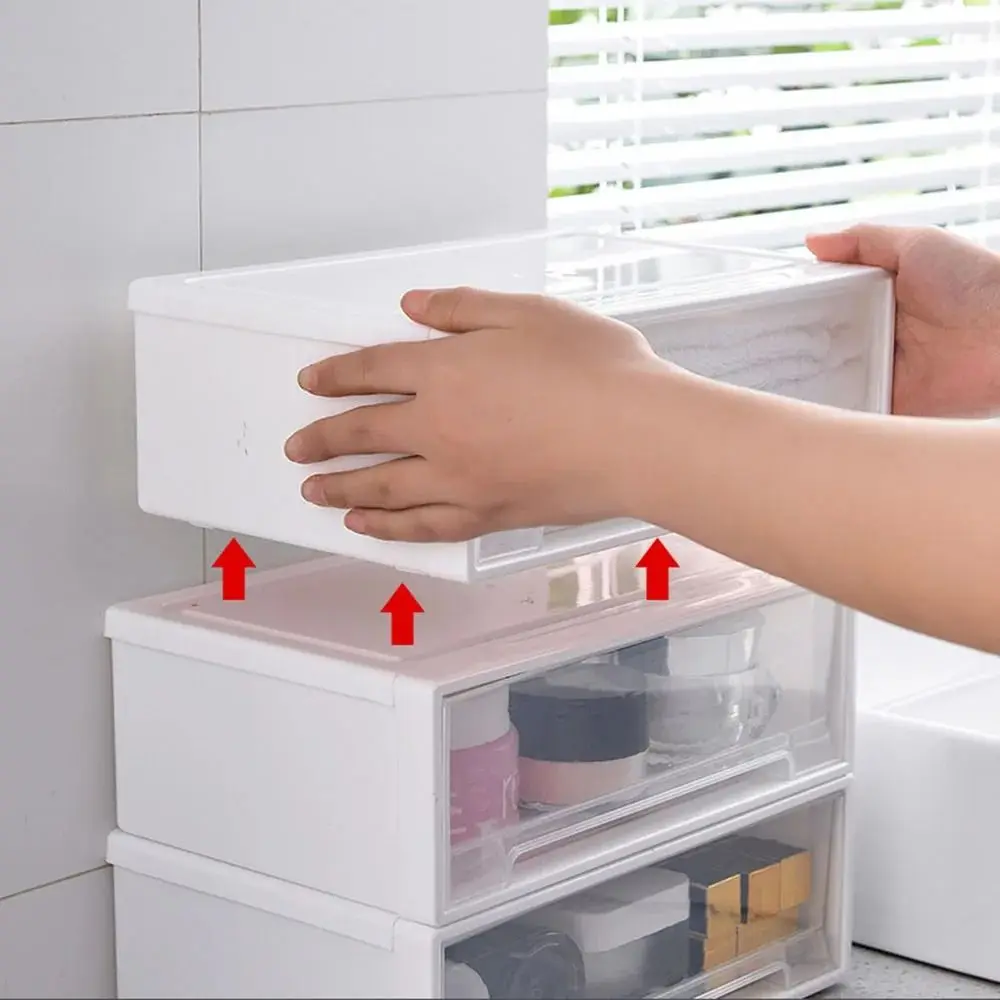 جديد صندوق تخزين بأدراج بلاستيكية مرئية تكويم صندوق تخزين مكتبي متعدد الوظائف صندوق تخزين قابل للتكديس