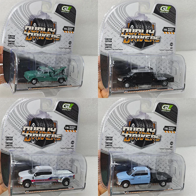 

GreenLight 1:64 машина с прицепом, серия с двойным приводом, модель автомобиля из сплава, коллекция украшений, детские подарки