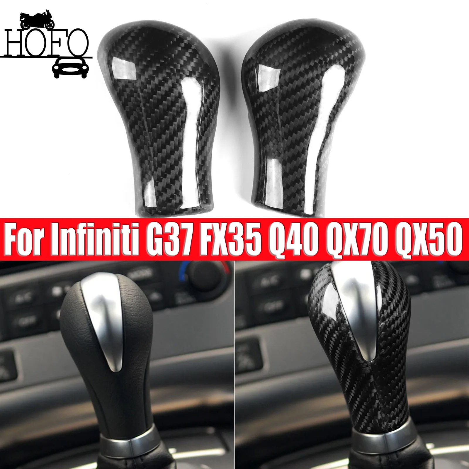 

Real Carbon Fiber Gear Shift Knob Cover For Infiniti G37 FX35 Q40 QX70 QX50