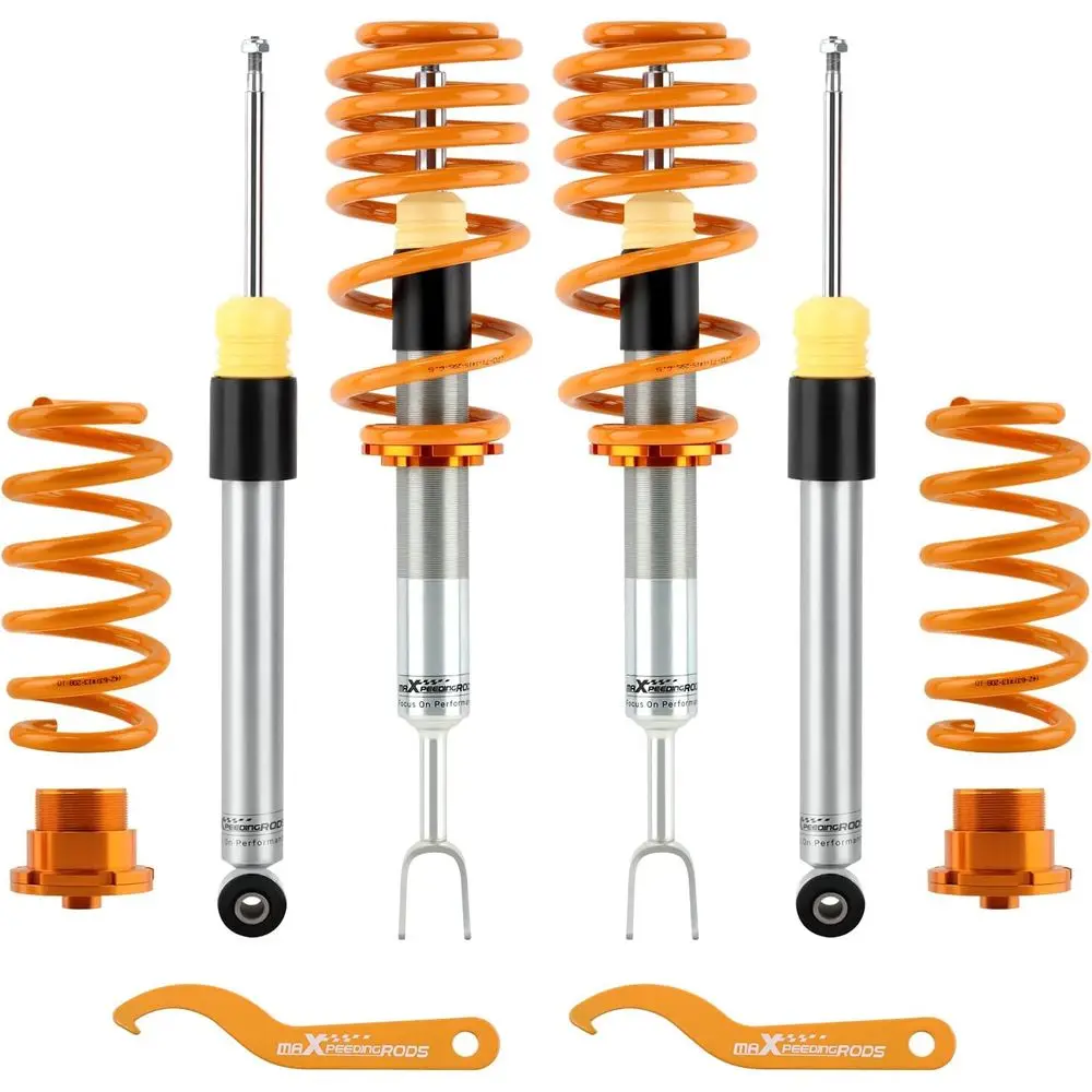 

Height Adjustable Suspension Kit for 2000-2008 A4 Avant and 2002-2009 A4 Convertible, Gold Damping, Lowering Struts