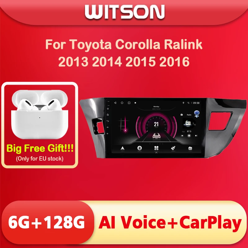 

WITSON 10.1 inch BIG SCREEN Android 11 AI VOICE 2 Din Car radio For TOYOTA COROLLA 2014 2015 2016 6RAM 128ROM auto stereo