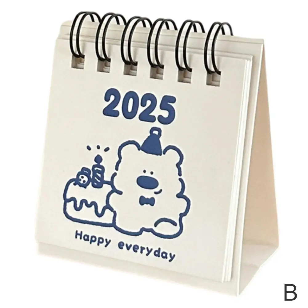 2025 New Mini Desk Calendar Original Cute Bear Dog Office Ornaments Animal Small Simple Cat Desktop Calendar Calendar H1C7