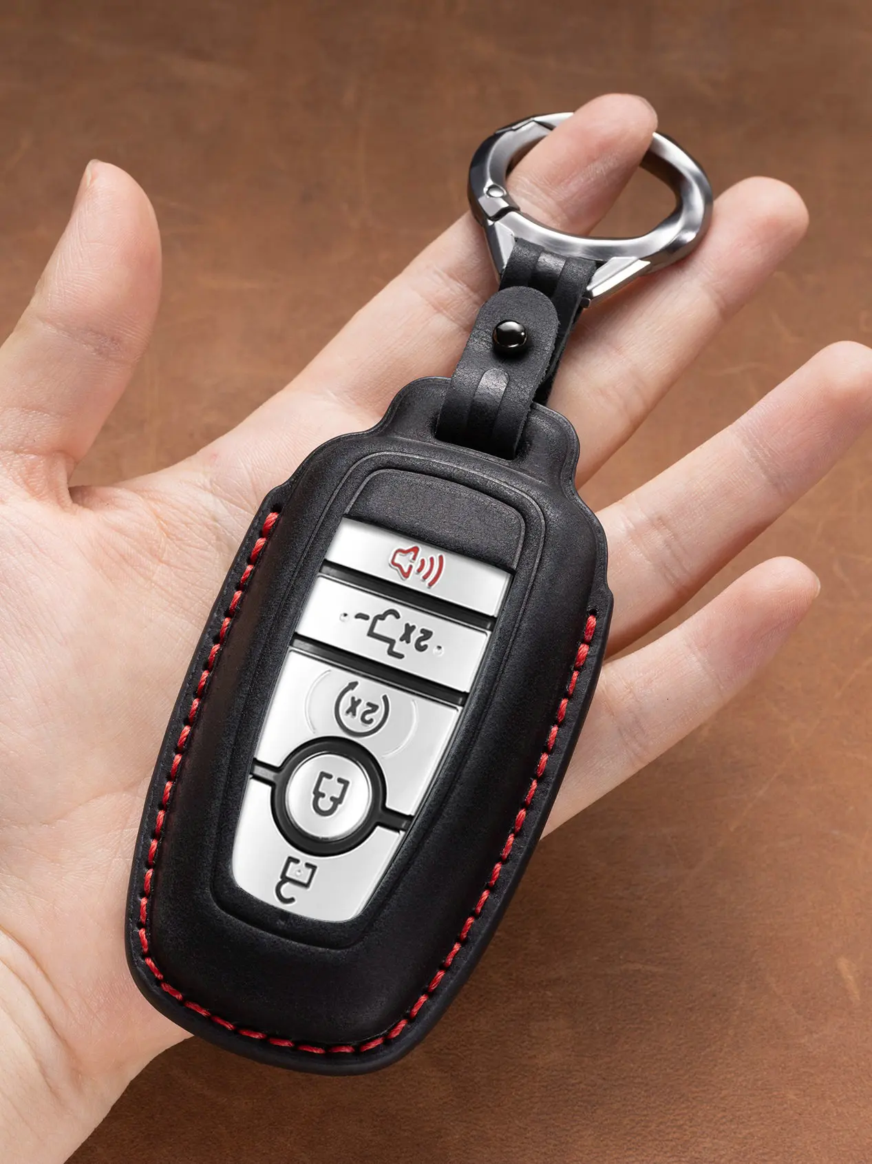 Key Fob Cover Leather Car Key Case Holder Keychain for Ford Bronco F150 Explorer Mustang Escape Mach E F250 Truck King Ranch