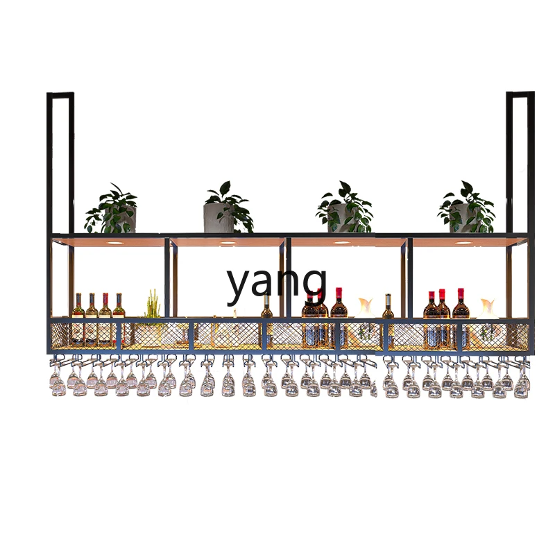 

Lmm bar counter shelf wine glass holder upside down restaurant front desk hanging cup holder hanging cabinet