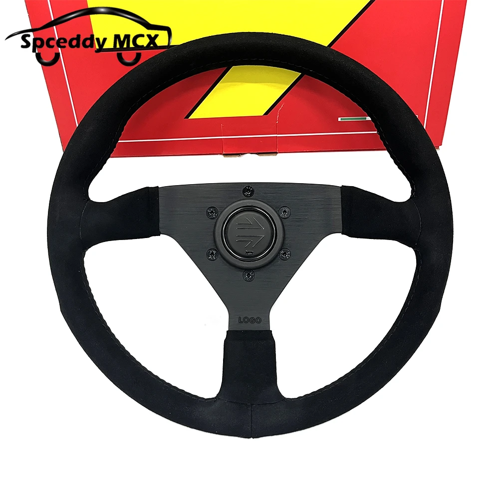 JDM V2 13inch Italy Suede Leather Universal Racing Sport Steering Wheel 320mm Flat Black Red Yellow BlueV232000