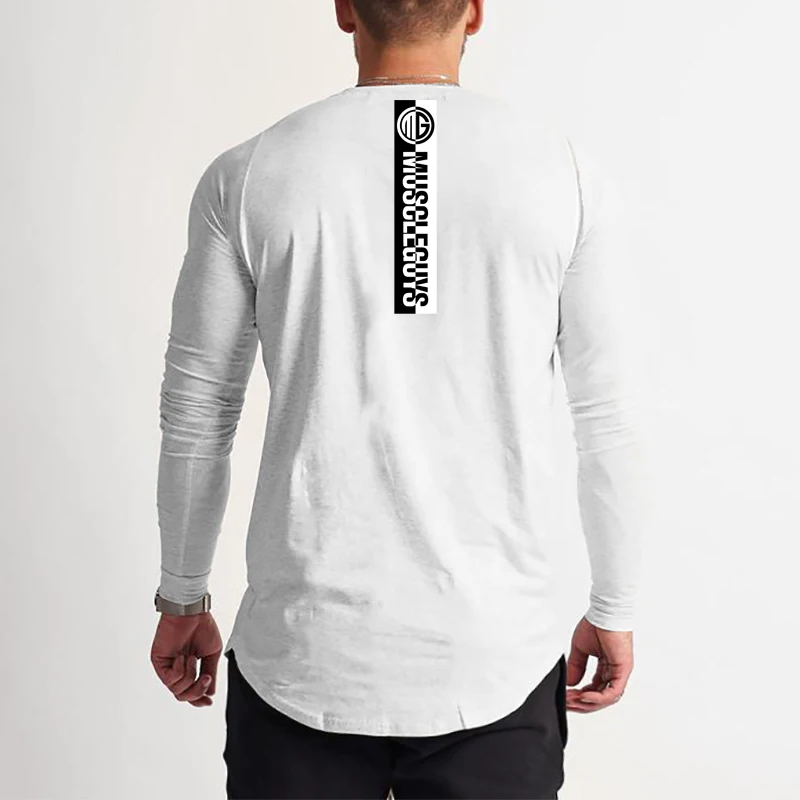 

Autumn Running Long Sleeve Casual T-Shirts Mens Cotton Sports Fitness Slim Fit Shirts Gym Bodybuilding Workout Muscle Clothing